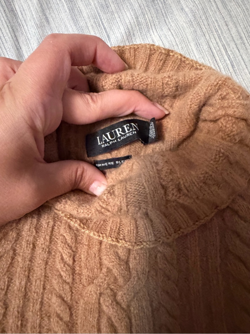 Ralph Lauren Camel Cable-Knit Turtleneck Sweater